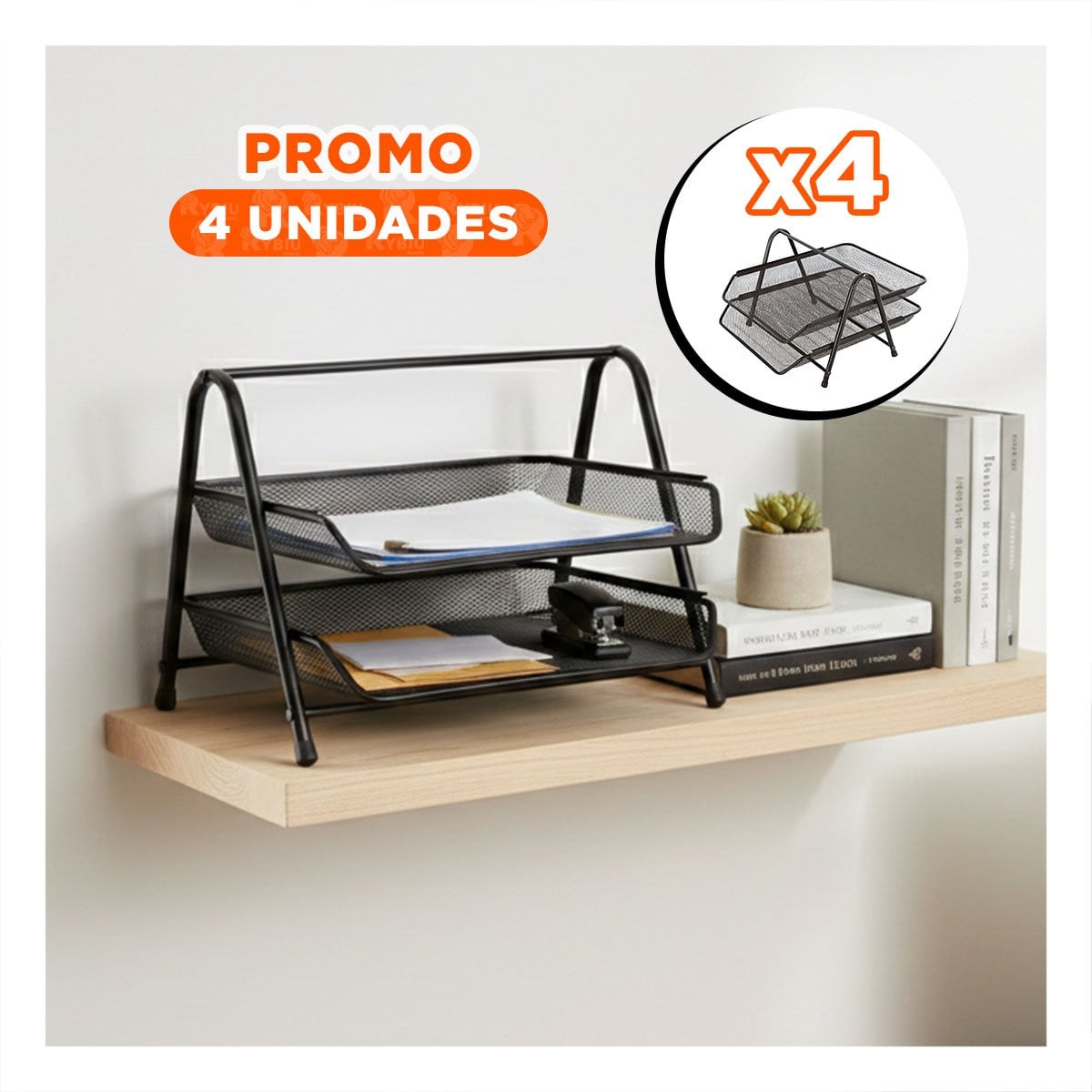 PACK4 PRACTICO DOCUMENTOS 2 NIVELES NEGRO PARA OFICINA - 1