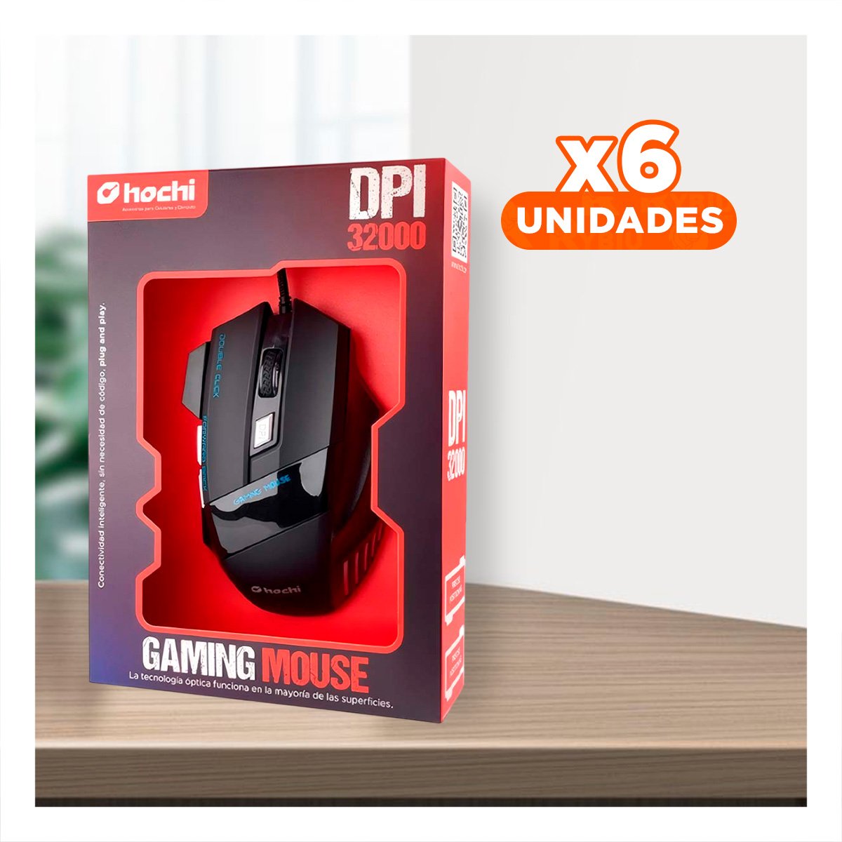 PACK6 MOUSE GAMER NEGRO PARA LAPTOP Y PC CONTROL LIGERO Y+REGALO STICKER - 1