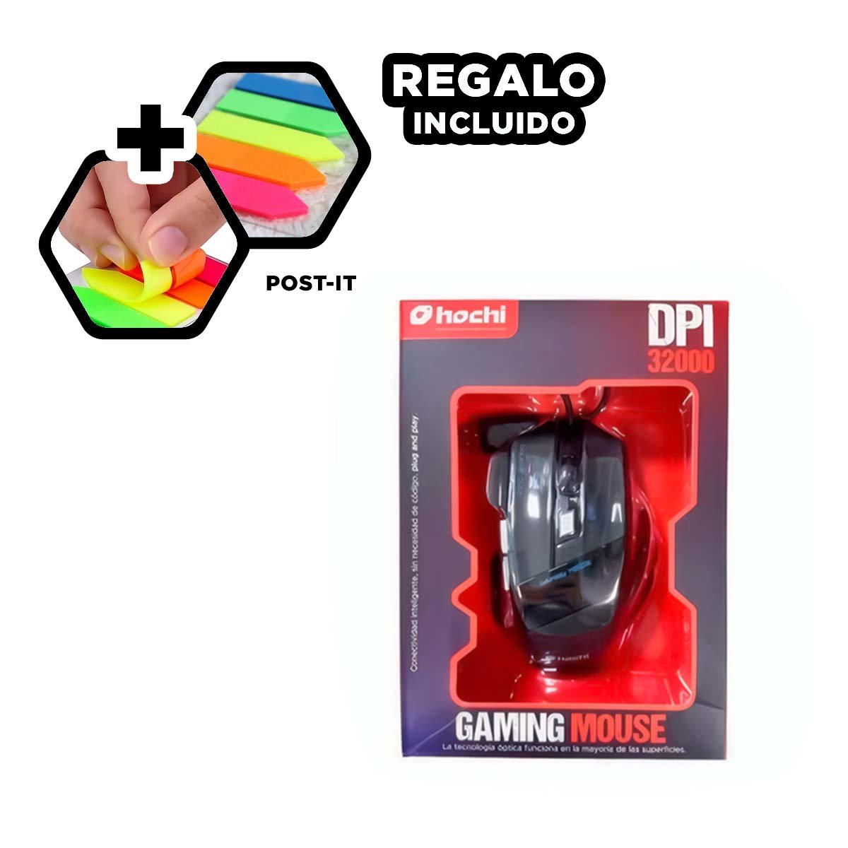 PACK6 MOUSE GAMER NEGRO PARA LAPTOP Y PC CONTROL LIGERO Y+REGALO STICKER - 3