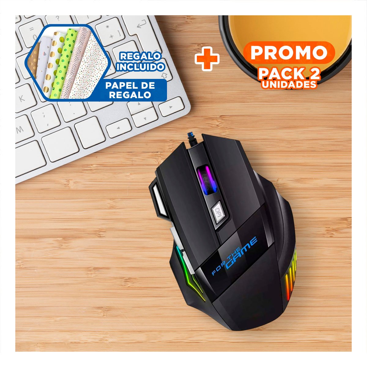 PACK2 APUNTADOR GAMER COLOR NEGRO PARA PC Y LAPTOP CONTROL ESTABLE Y+PAPEL REGALO - 1