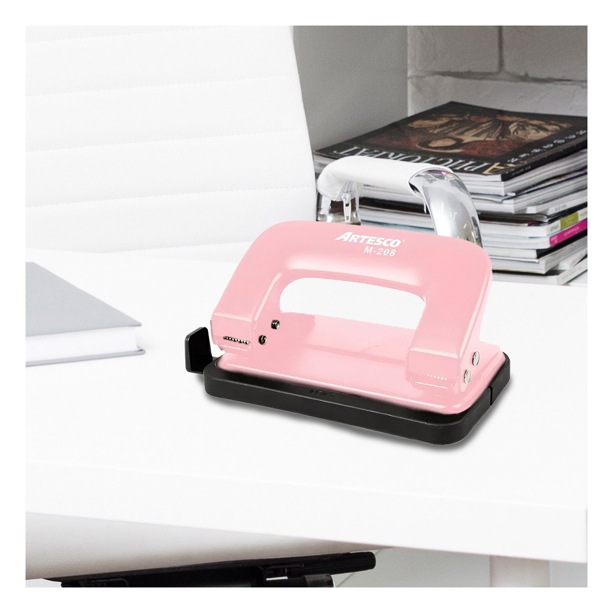 PACK2 TROQUELADORA METAL ROSADO FUNCIONAL PARA ESCRITORIO FACIL USO DIARIO Y+REGALO STICKER - 3