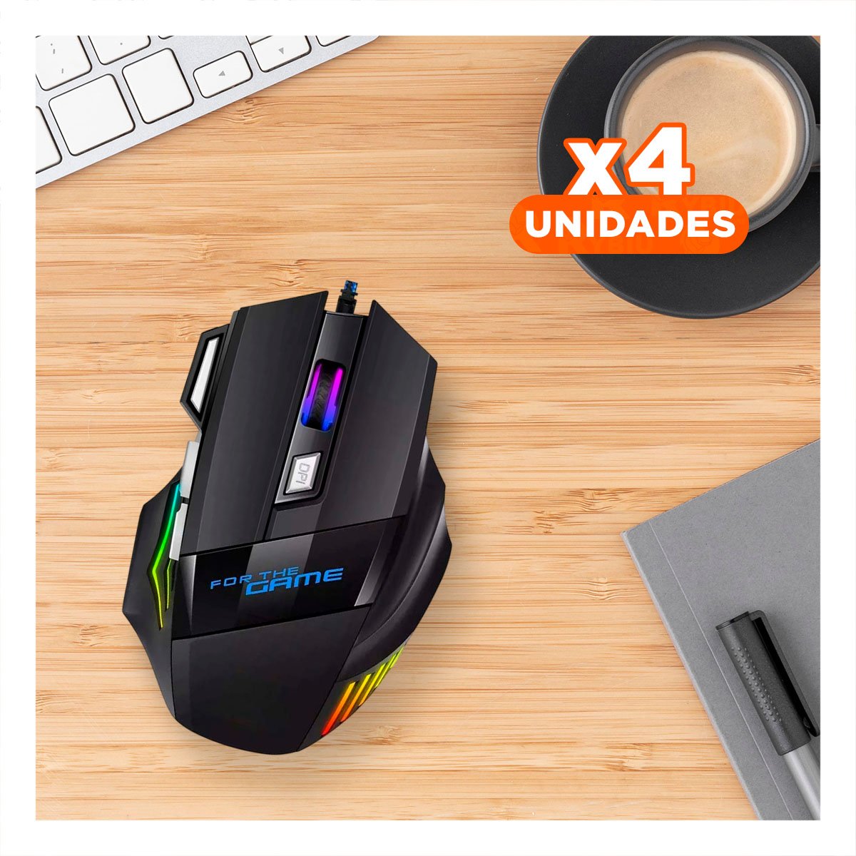 PACK4 RATON GAMER PARA LAPTOP Y PC NEGRO DESLIZAMIENTO SUAVE - 1