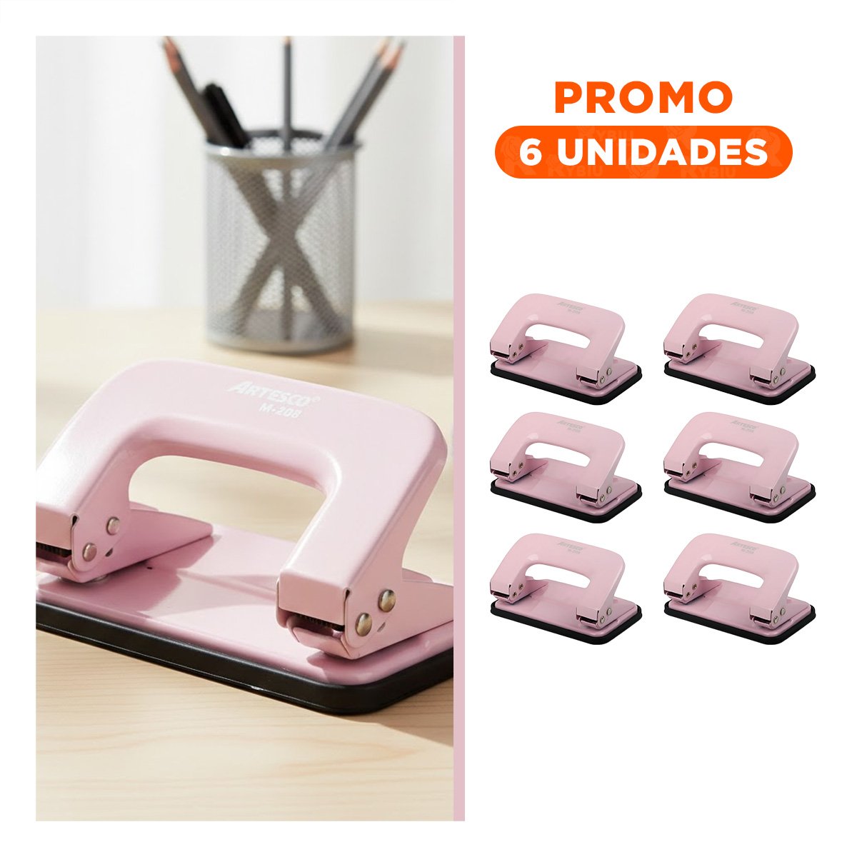 PACK6 DISPOSITIVO METAL ROSADO PROFESIONAL PARA OFICINA HOGAR COMPACTO Y DURADERO - 1