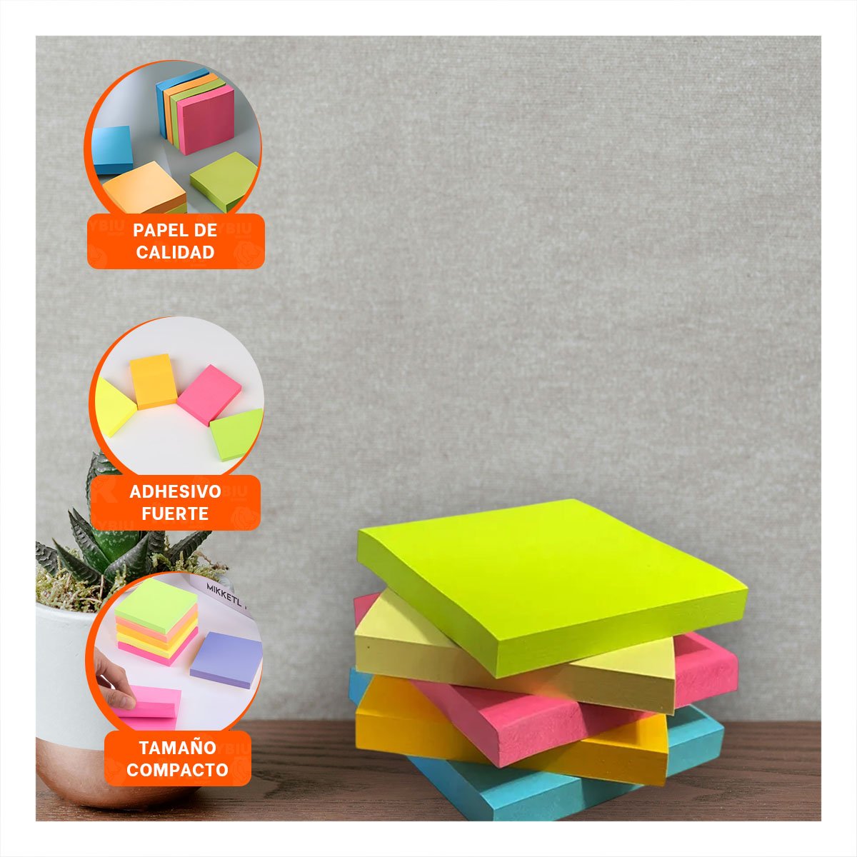 PACK4 APUNTES CUADRADOS ADHESIVOS 3,8CM 4 PZS MULTICOLOR - 3