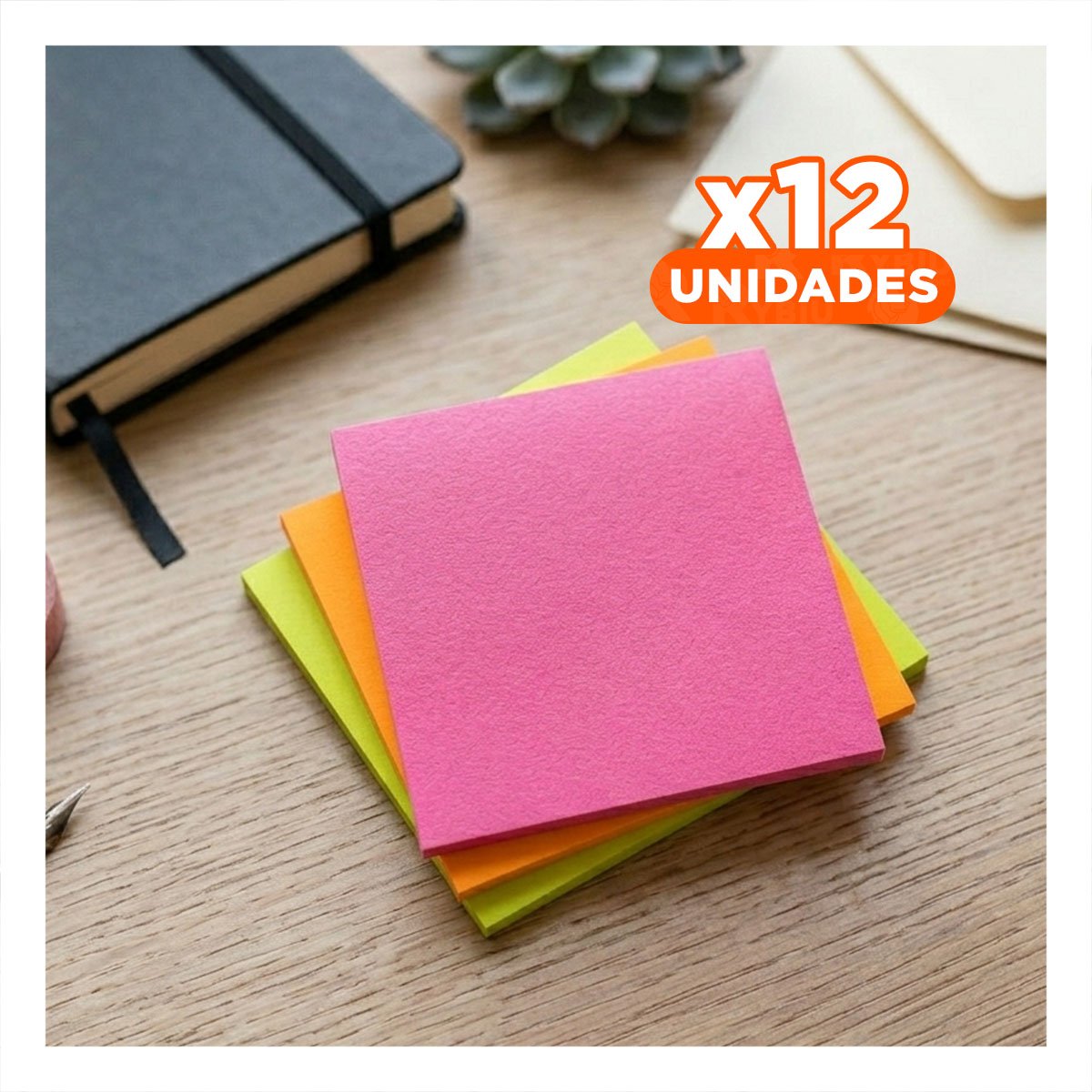 PACK12 UTILES CUADRADOS ADHESIVOS 3,8CM 4 PZS MULTICOLOR - 1