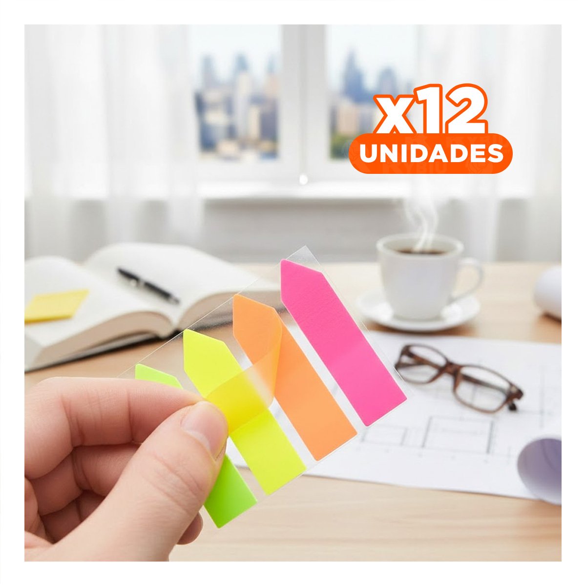 PACK12 ELEMENTOS POST IT ADHESIVOS 5 PIEZAS MULTICOLOR FLECHA - 1