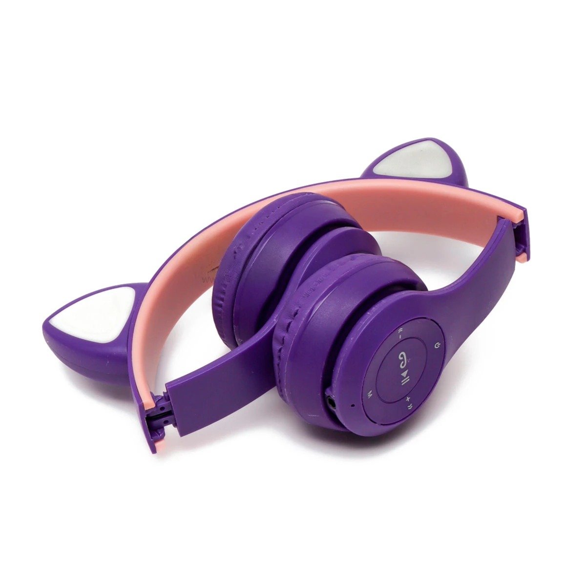 PACK4 AURICULARES TIPO GATO CON LUCES COLOR MORADO PARA COMPUTADORA Y OFICINA Y+PAPEL REGALO - 3