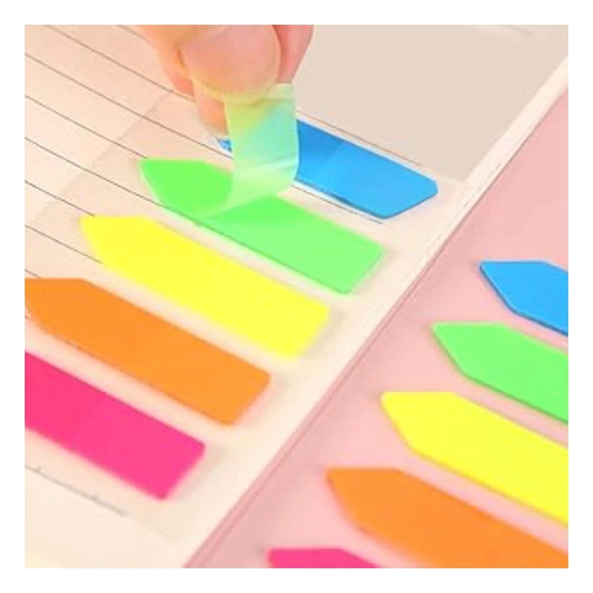 PACK4 PAPELITOS POST IT ADHESIVOS 5 PIEZAS MULTICOLOR TRANSPARENTE FLECHA Y+PAPEL REGALO - 2