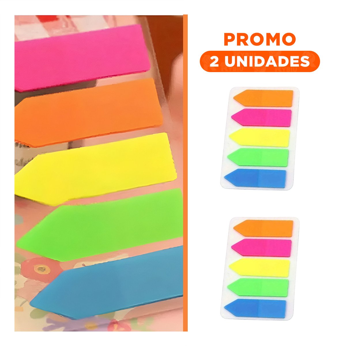 PACK2 HOJAS POST IT ADHESIVAS 5 PIEZAS MULTICOLOR TRANSPARENTE FLECHA - 1