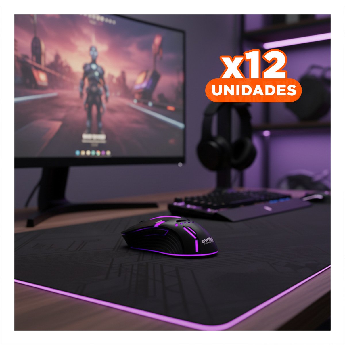 PACK12 RATON GAMER PARA PC Y LAPTOP COLOR NEGRO MANEJO FLUIDO - 1