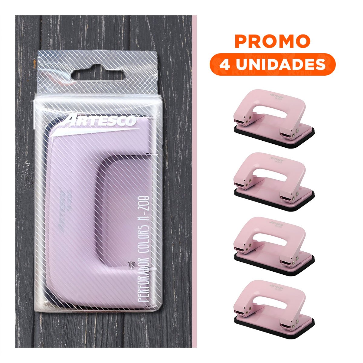 PACK4 EQUIPO METAL ROSADO DE ALTA CALIDAD PARA PAPELERIA ESCOLAR Y+REGALO STICKER - 1