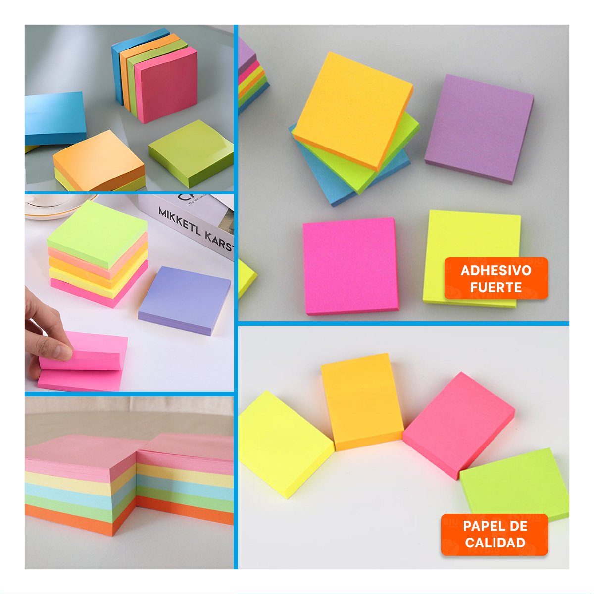 HOJAS CUADRADAS ADHESIVAS 3,8CM 4 PZS MULTICOLOR Y+POST IT - 1