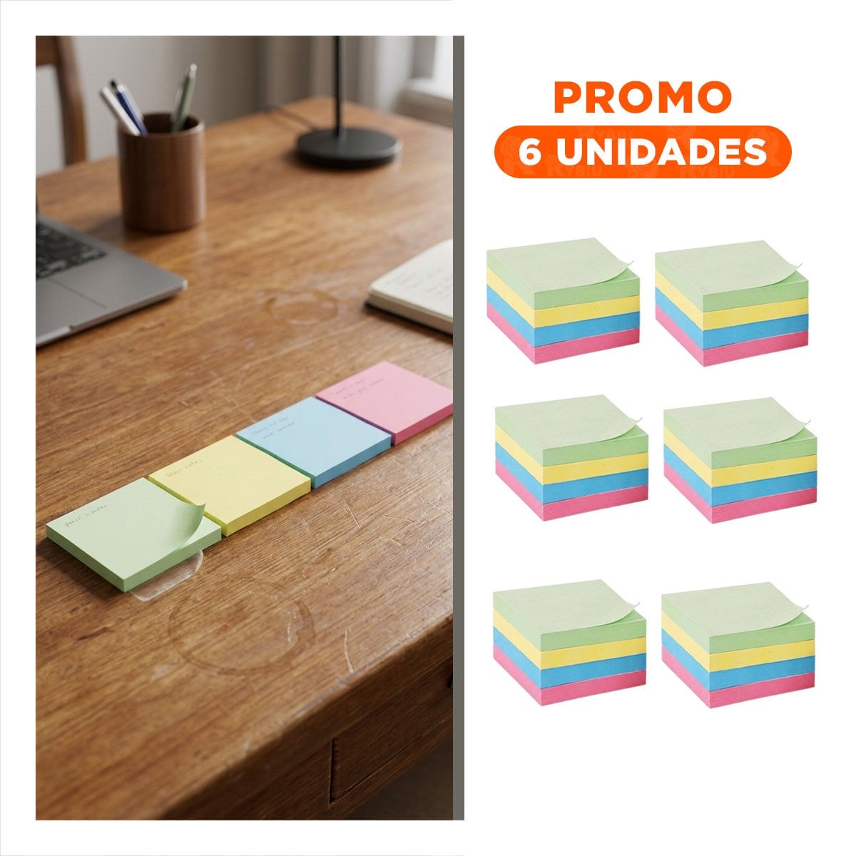 PACK6 ACCESORIOS CUADRADOS ADHESIVOS 7,6CM 4 PZS MULTICOLOR - 1