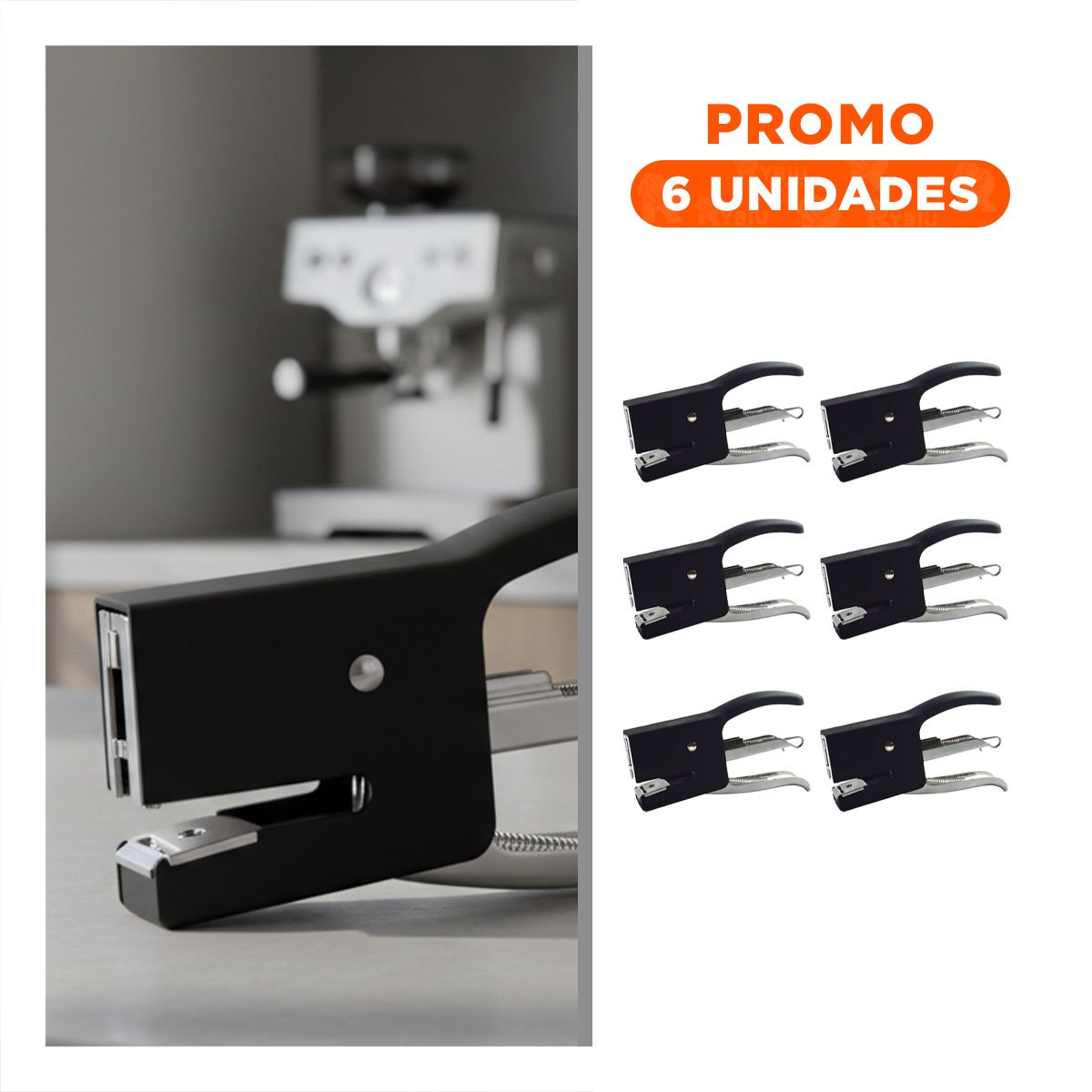 PACK6 ERGONOMICO MINI TIPO ALICATE NEGRO PARA 15 HOJAS ESCRITORIO - 1