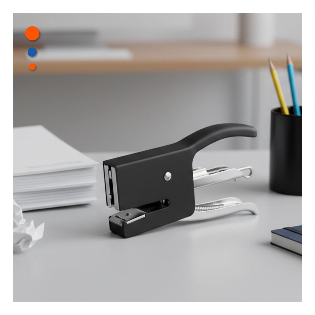 PACK6 ERGONOMICO MINI TIPO ALICATE NEGRO PARA 15 HOJAS ESCRITORIO - 2