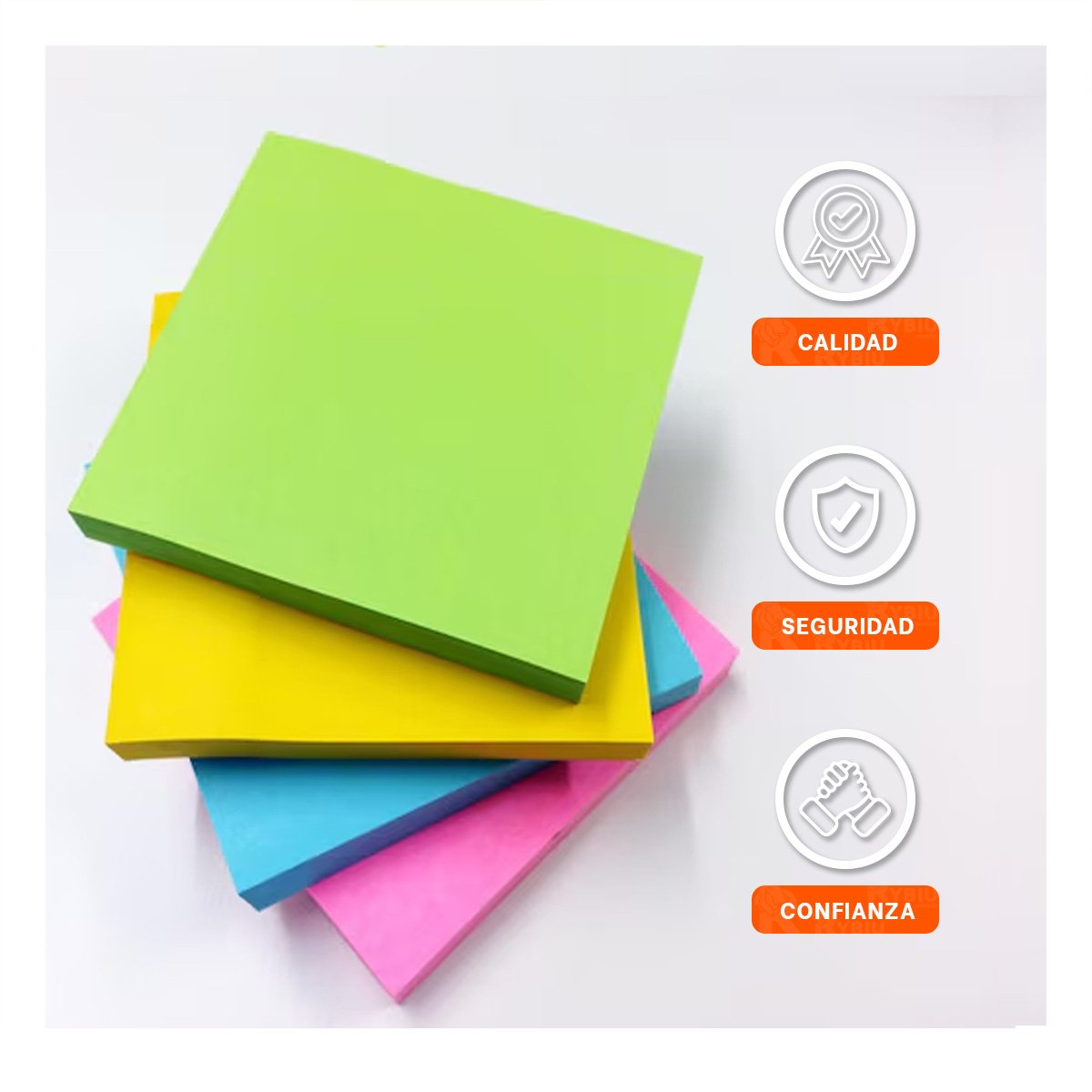 BLOC CUADRADO ADHESIVO 7,6CM 4 PZS MULTICOLOR OFICINA Y+PAPEL REGALO - 3