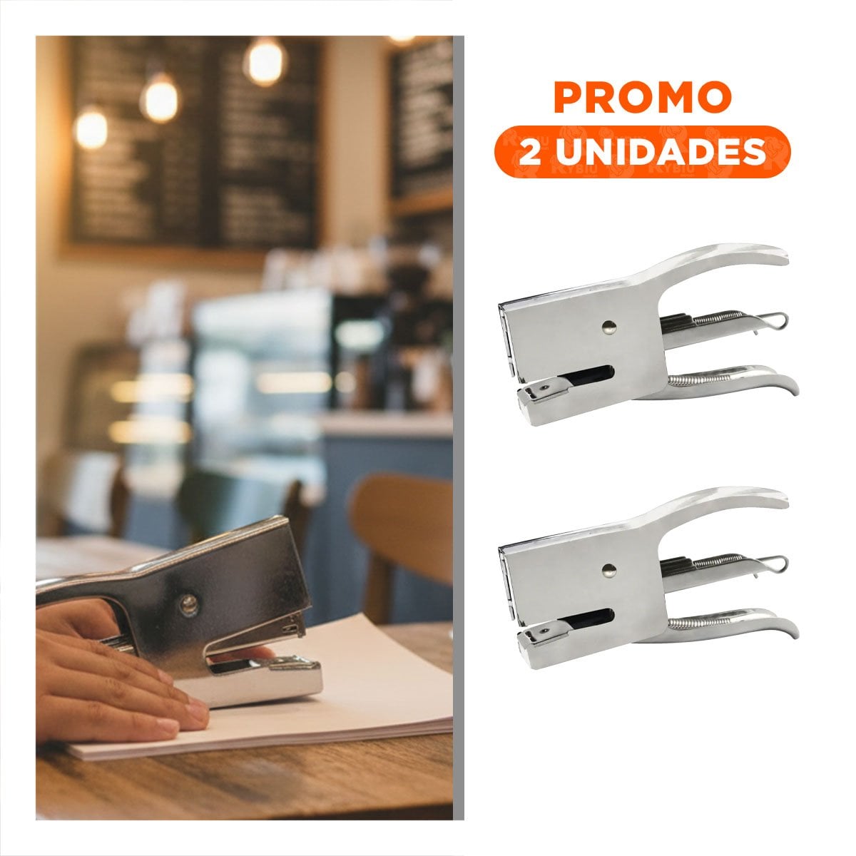 PACK2 PORTATIL MINI TIPO ALICATE PLATEADO PARA 15 HOJAS ESCRITORIO - 1