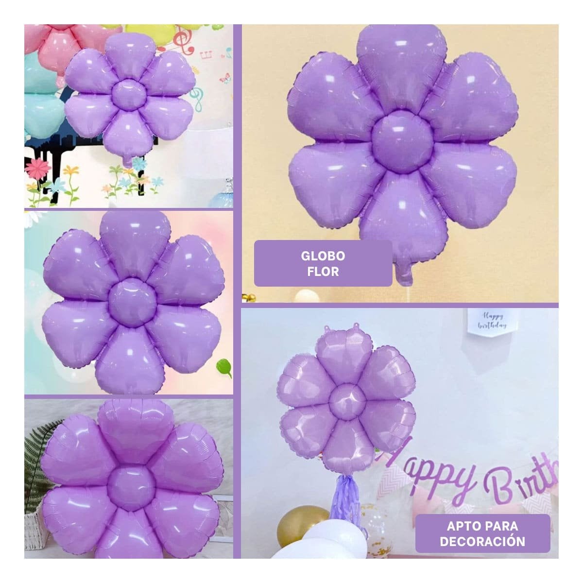 PACK4 FORMATO FLOR 23CM SET 2 MORADO PARA CASA Y+REGALO STICKER - 2