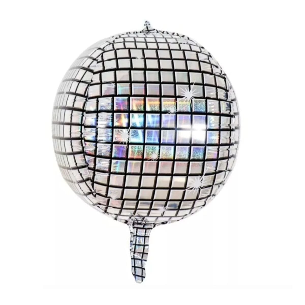 GLOBO FIESTA 4D 45CM BOLA DISCO PLATEADO SET 2 Y+LIGAS REGALO - 3