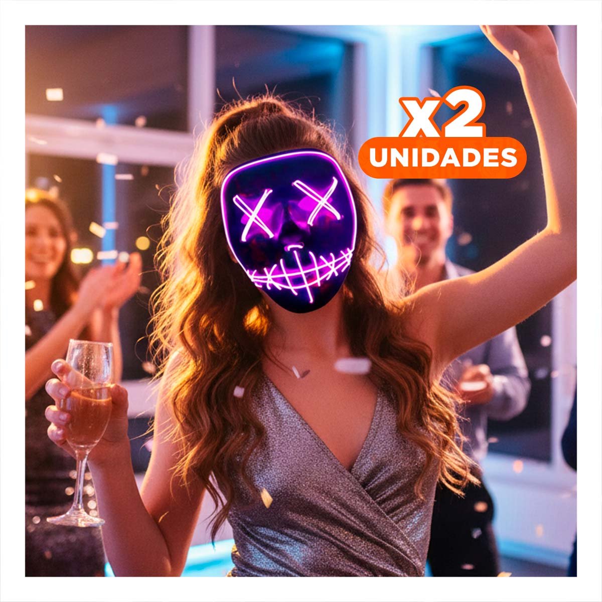 PACK2 CUBIERTA LUMINOSA FUCSIA PARA HALLOWEEN CON LED NEON Y+REGALO STICKER - 1