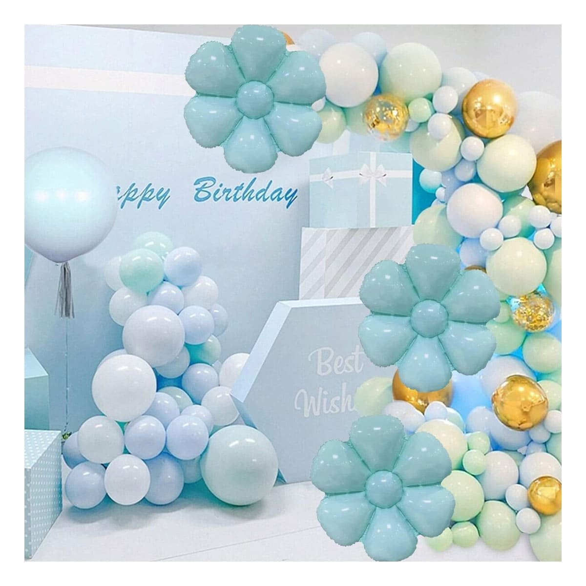 PACK2 OPCION FLOR 23CM SET 2 CELESTE PARA CASA Y+PAPEL REGALO - 5