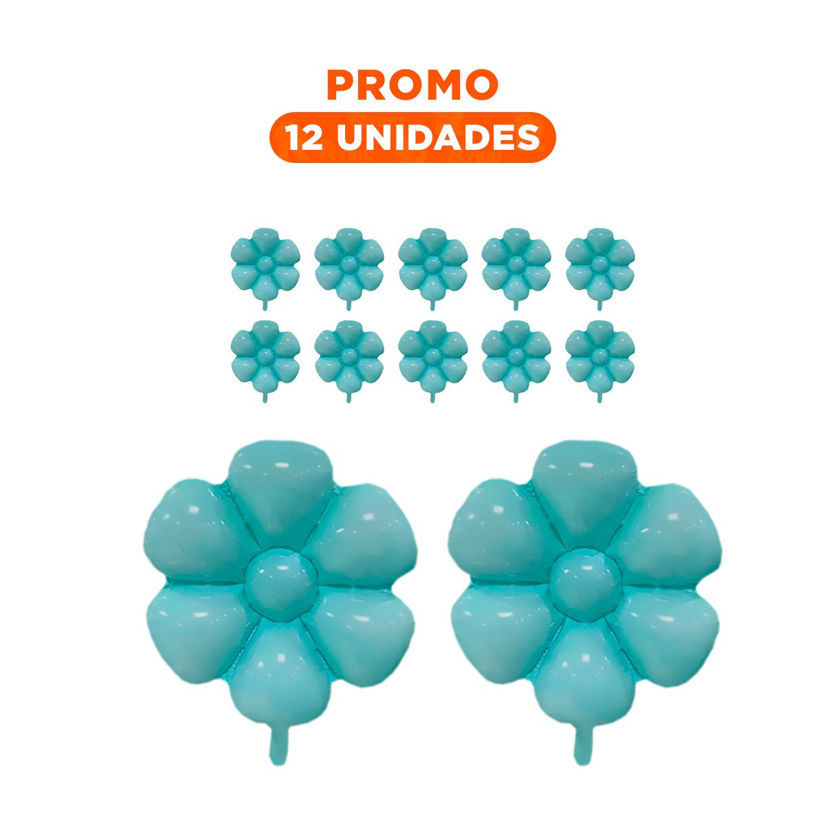 PACK12 COMPLEMENTO FESTIVO FLOR 23CM SET 2 CELESTE Y+REGALO STICKER - 1