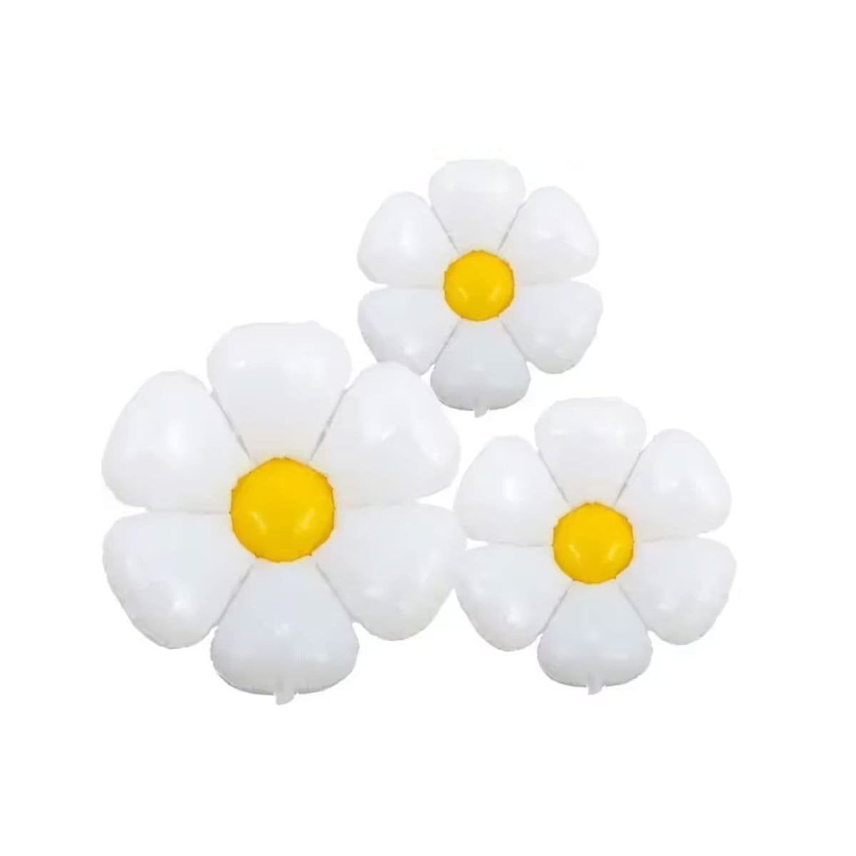 MODELO FLOR 23CM SET 2 BLANCO CON CENTRO AMARILLO DECORACION Y+LIGAS REGALO - 3