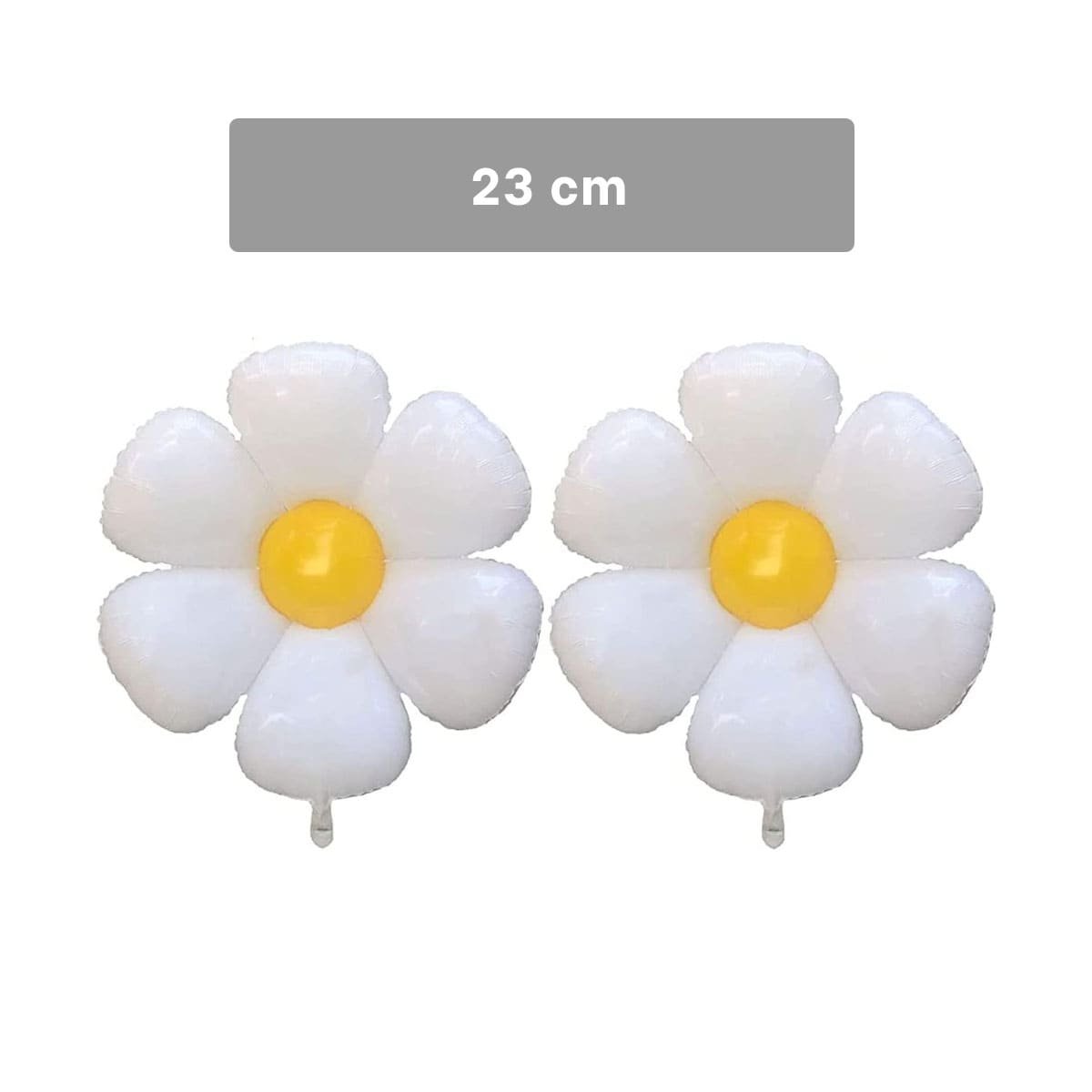 MODELO FLOR 23CM SET 2 BLANCO CON CENTRO AMARILLO DECORACION Y+LIGAS REGALO - 4