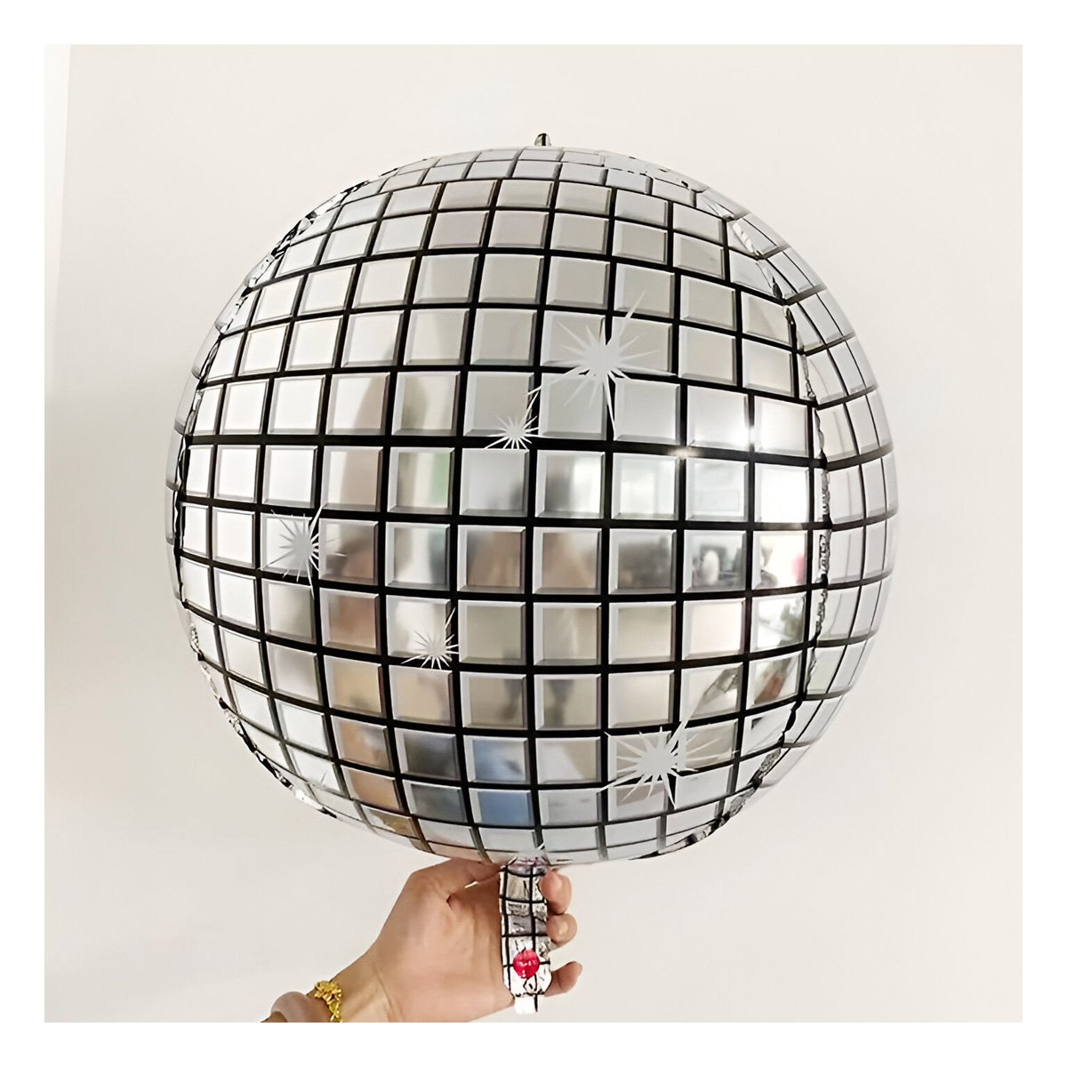 PACK4 GLOBO DECORACION 4D 25CM DISCO PLATEADO SET 2 - 3