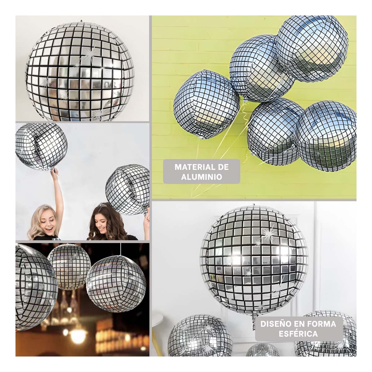 BALON FIESTA 4D 25CM BOLA DISCO PLATEADO SET 2 Y+POST IT - 5