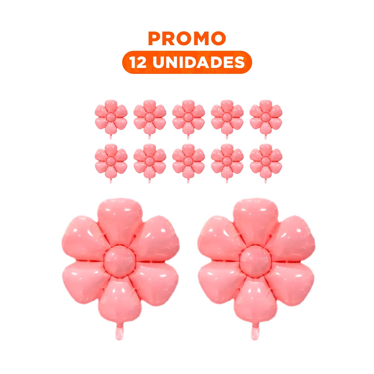 PACK12 COMPLEMENTO FESTIVO FLOR 23CM SET 2 ROSADO Y+REGALO STICKER - 1
