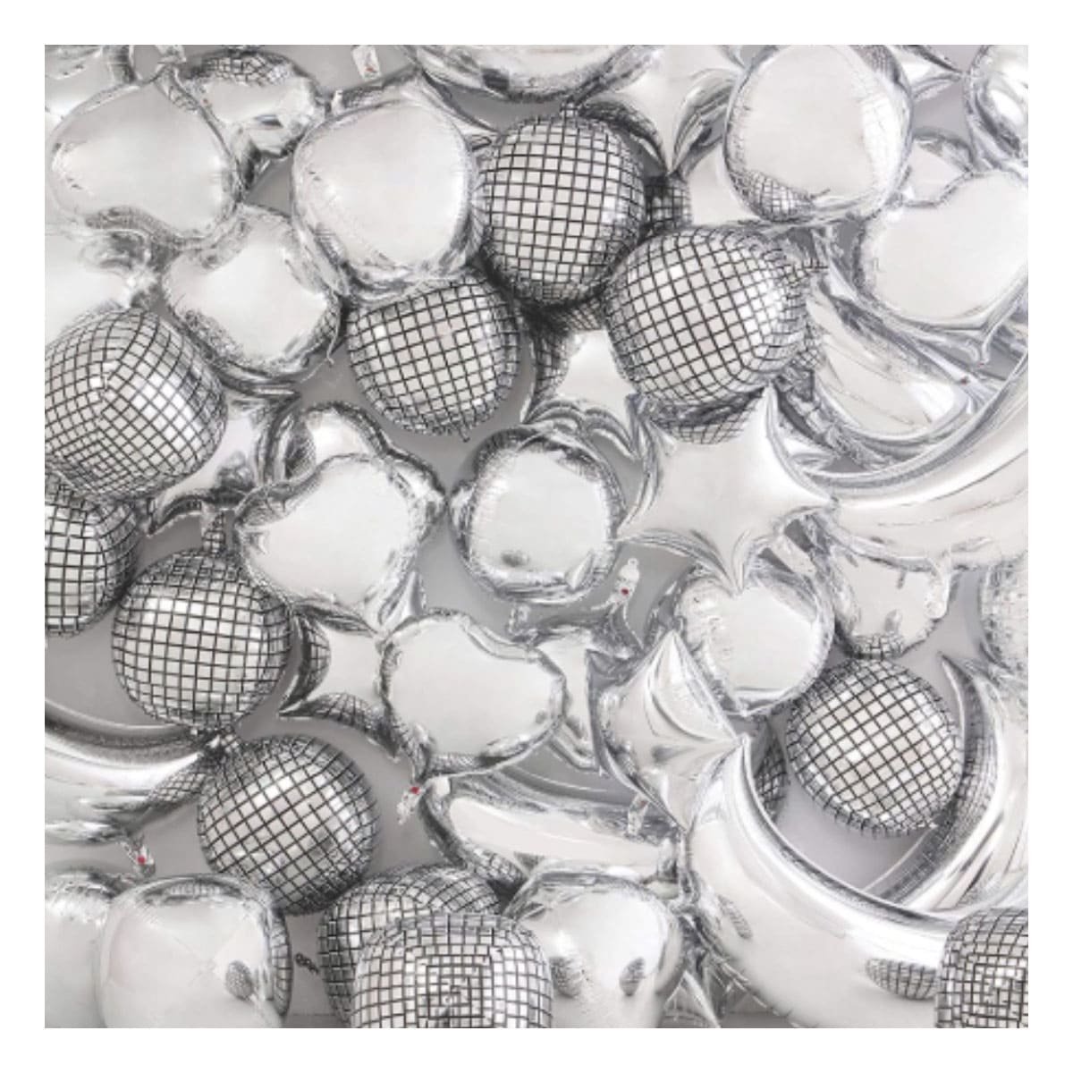 PACK12 BALON BOLA DISCO 4D 45CM PLATEADO SET 2 CUADROS - 2
