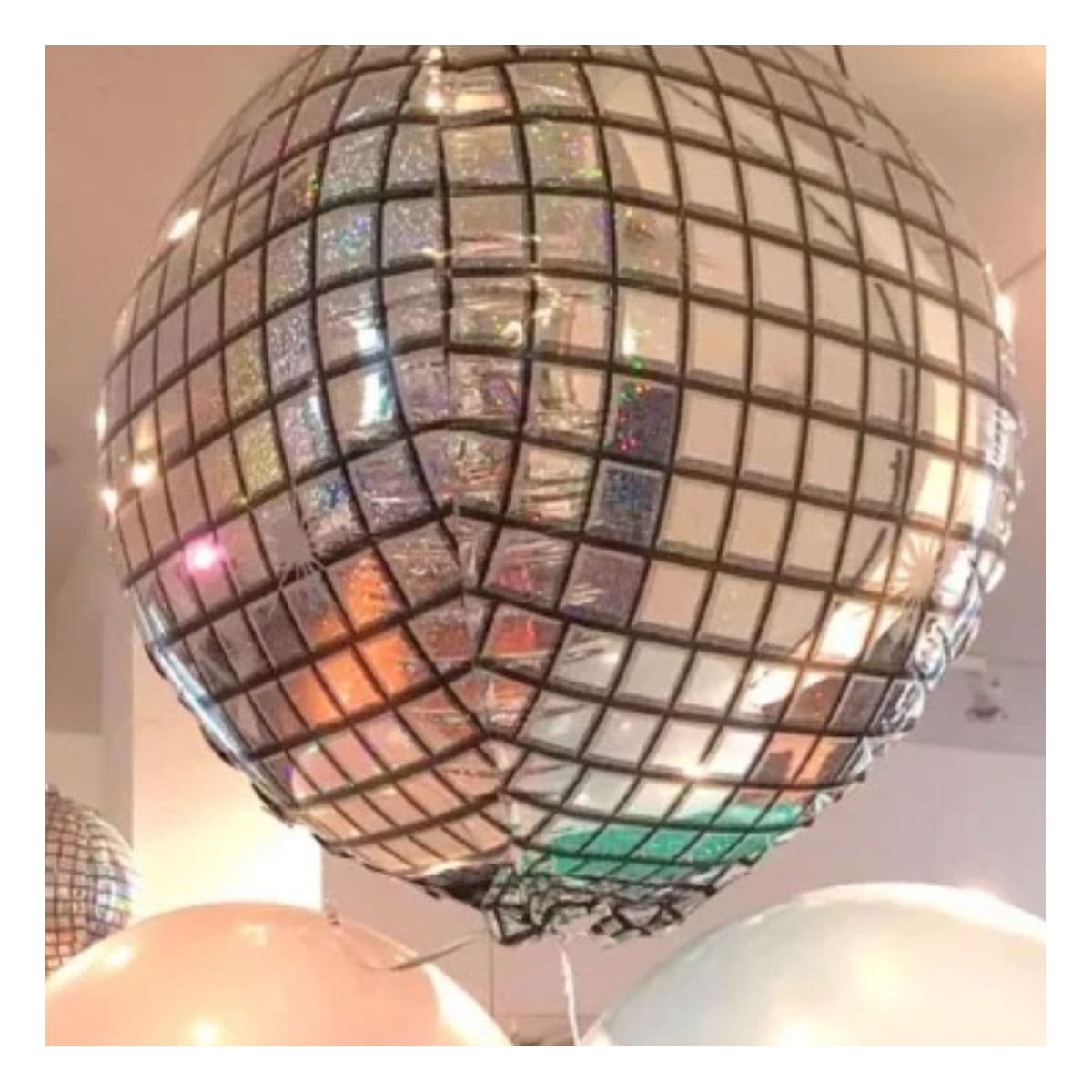 PACK12 BALON BOLA DISCO 4D 45CM PLATEADO SET 2 CUADROS - 3