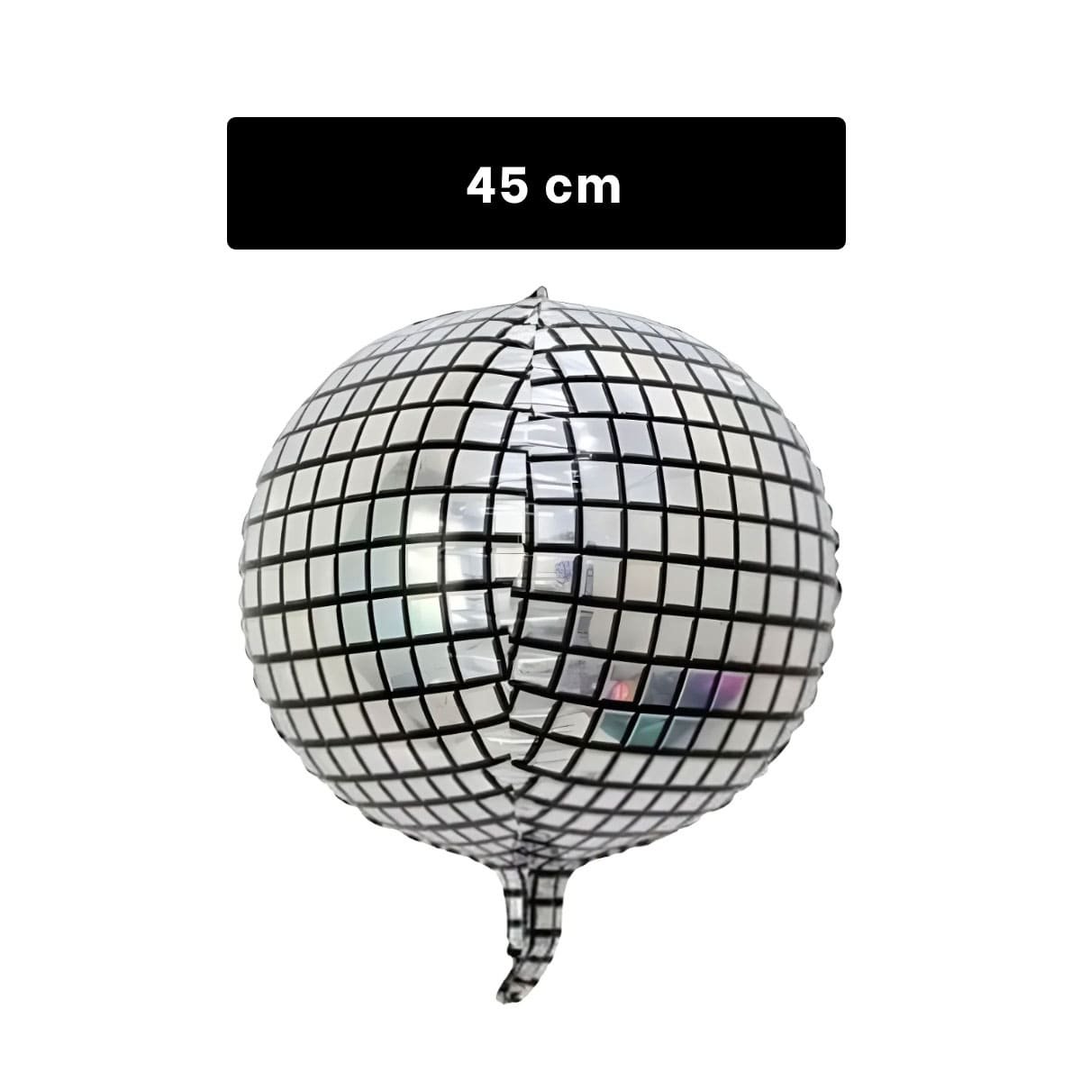 PACK12 BALON BOLA DISCO 4D 45CM PLATEADO SET 2 CUADROS - 4