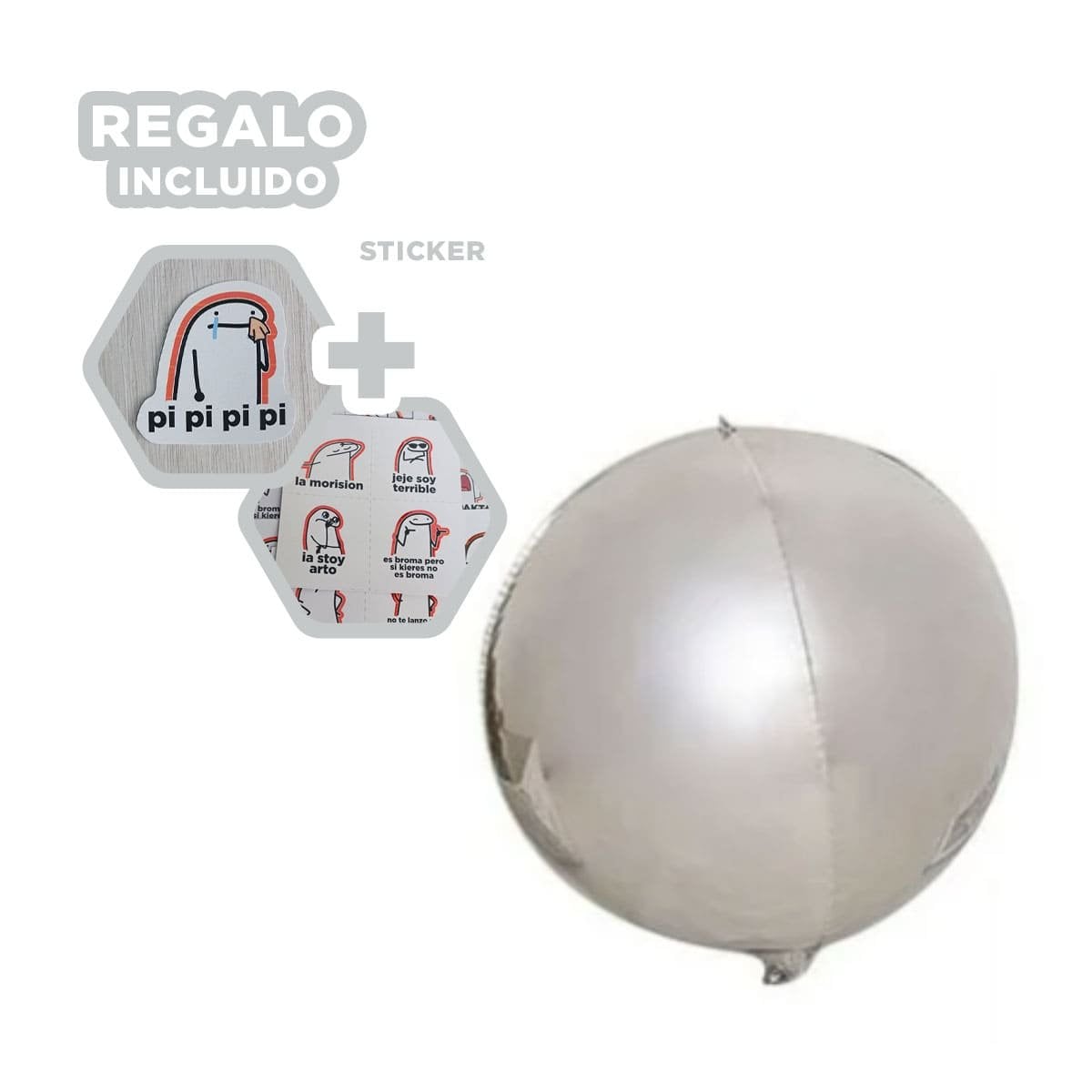 COLECCION 4D 25CM SET 2 PLATEADO LISO DECORACION Y+REGALO STICKER - 1