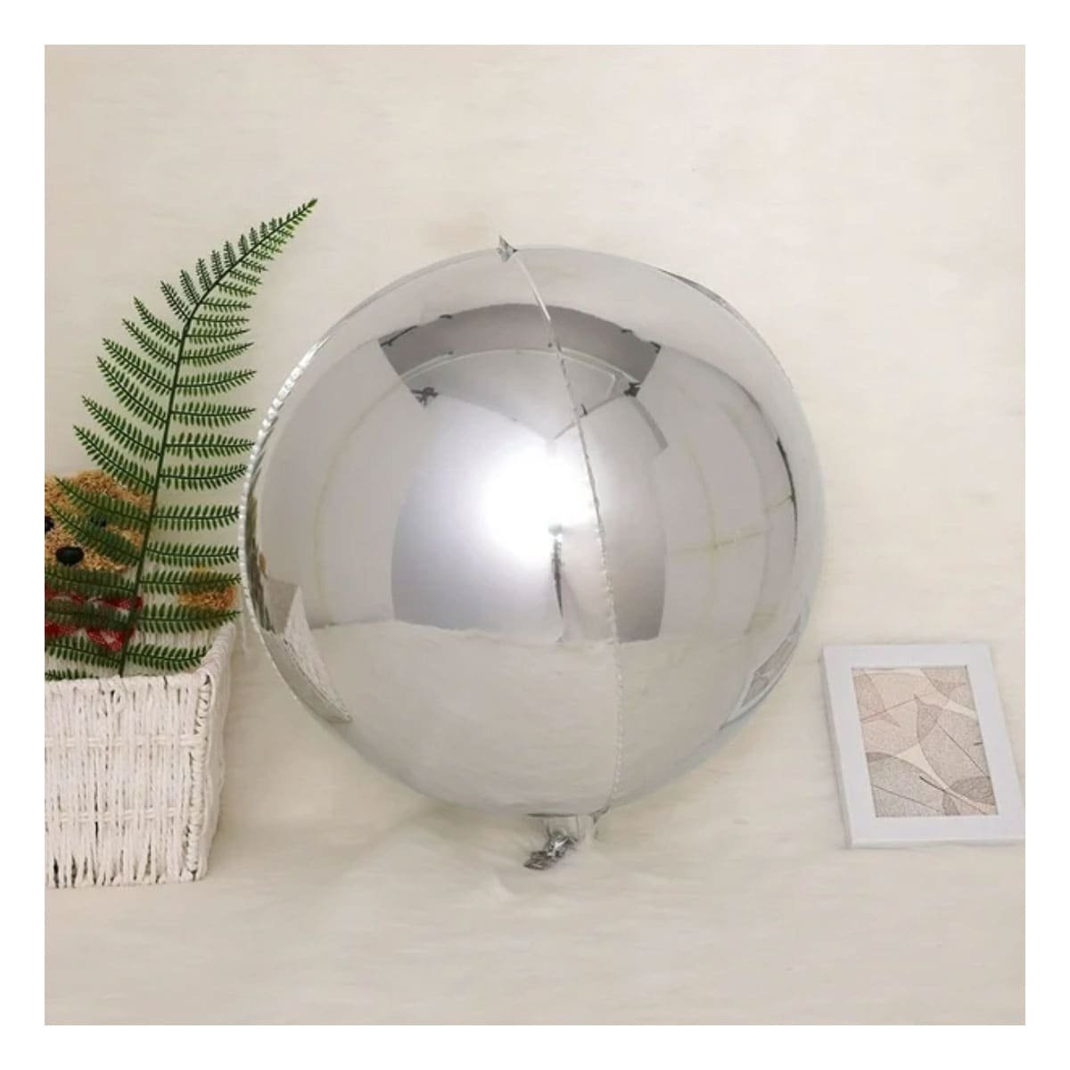 PACK4 DISEÑO 4D 25CM SET 2 PLATEADO LISO DECORACION FESTIVA - 3