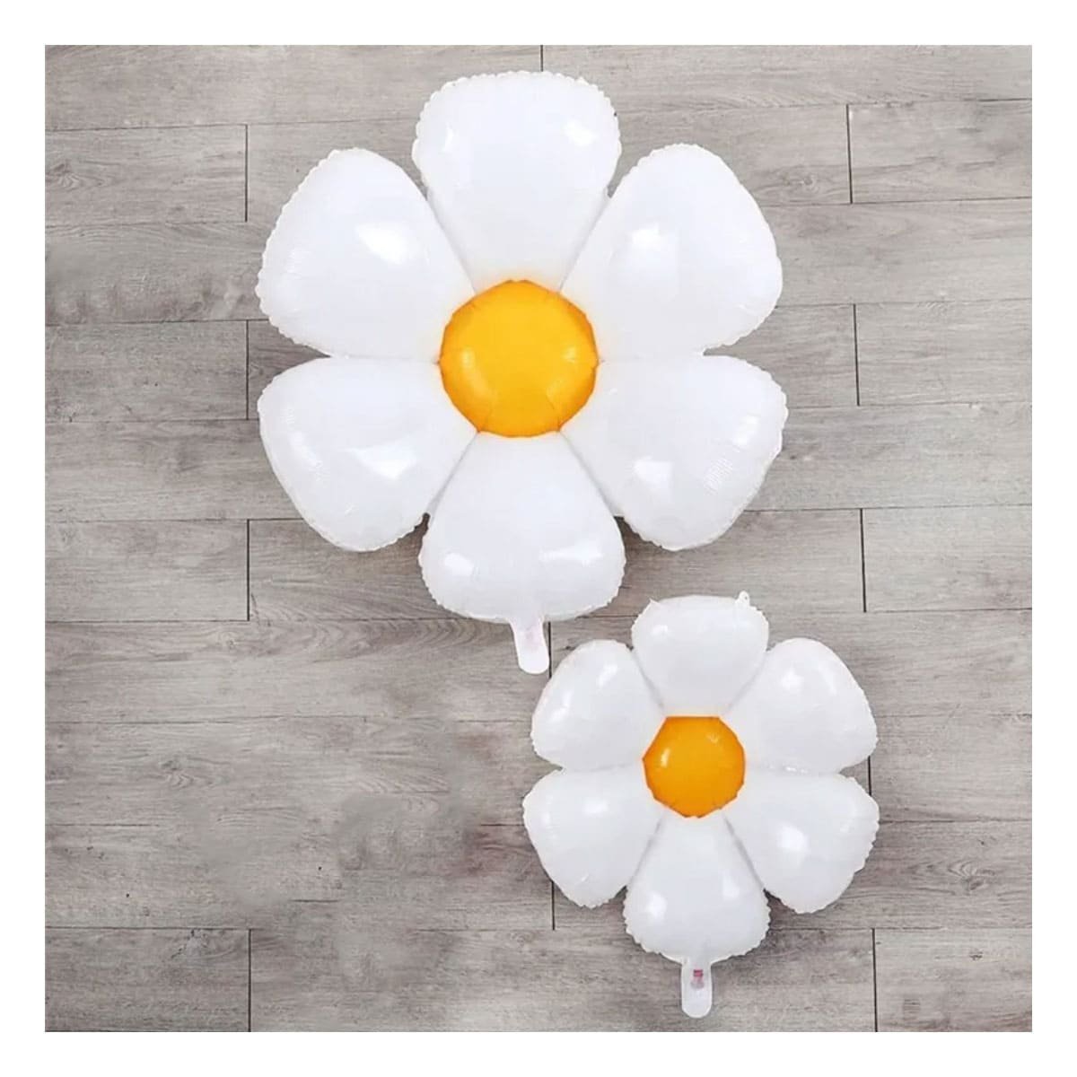 PACK4 DISEÑO FLOR 23CM SET 2 BLANCO CON CENTRO AMARILLO PARA FIESTA - 5