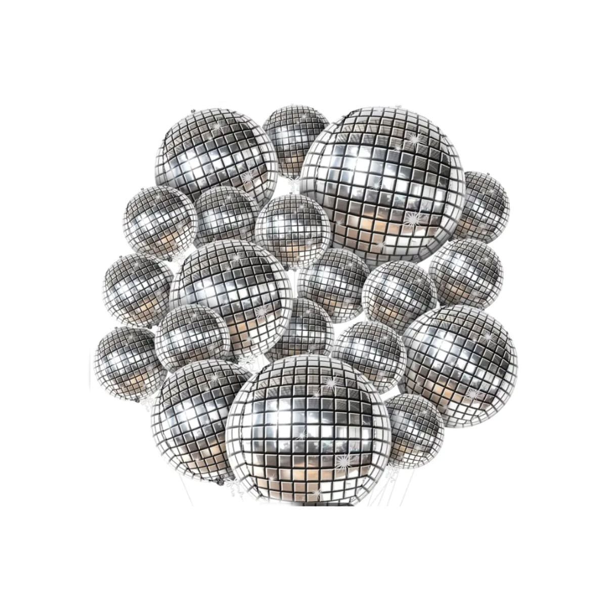 PACK4 BALON DECORACION 4D 45CM DISCO PLATEADO SET 2 Y+PAPEL REGALO - 3