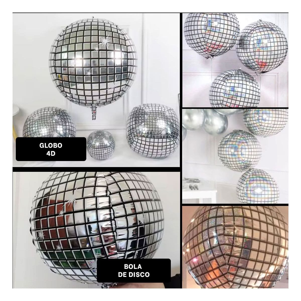 BALON FIESTA 4D 45CM BOLA DISCO PLATEADO SET 2 Y+POST IT - 5