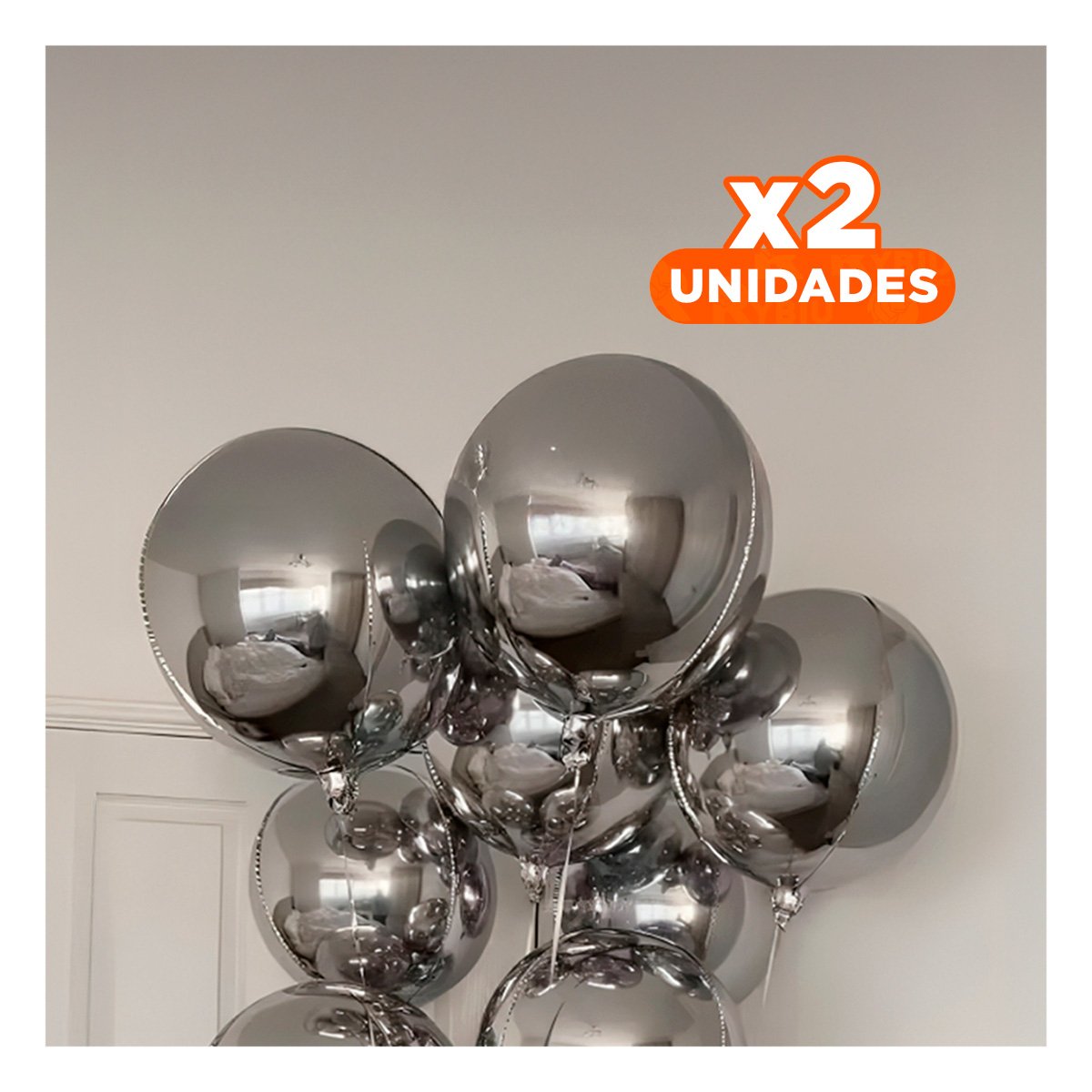 PACK2 ALTERNATIVA 4D 25CM SET 2 PLATEADO LISO DECORACION HOGAR Y+REGALO STICKER - 1