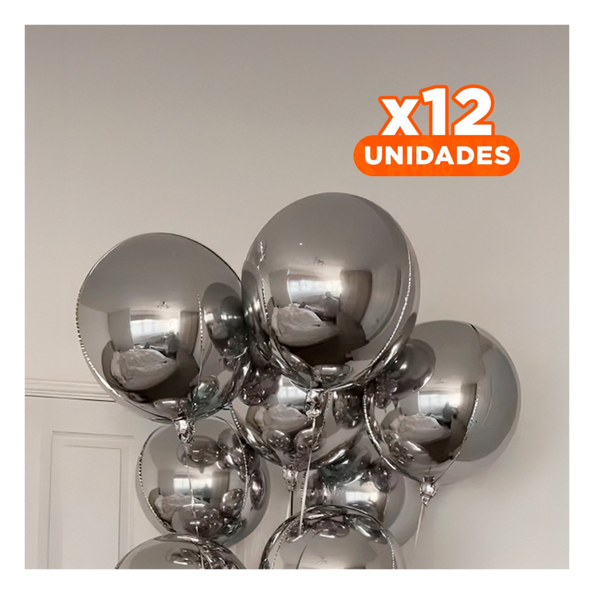 PACK12 COLECCIONABLE 4D 25CM SET 2 PLATEADO LISO DECORACION - 1
