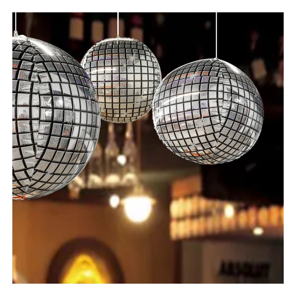 PACK2 ESFERA FIESTA 4D 25CM BOLA DISCO PLATEADO SET 2 - 2