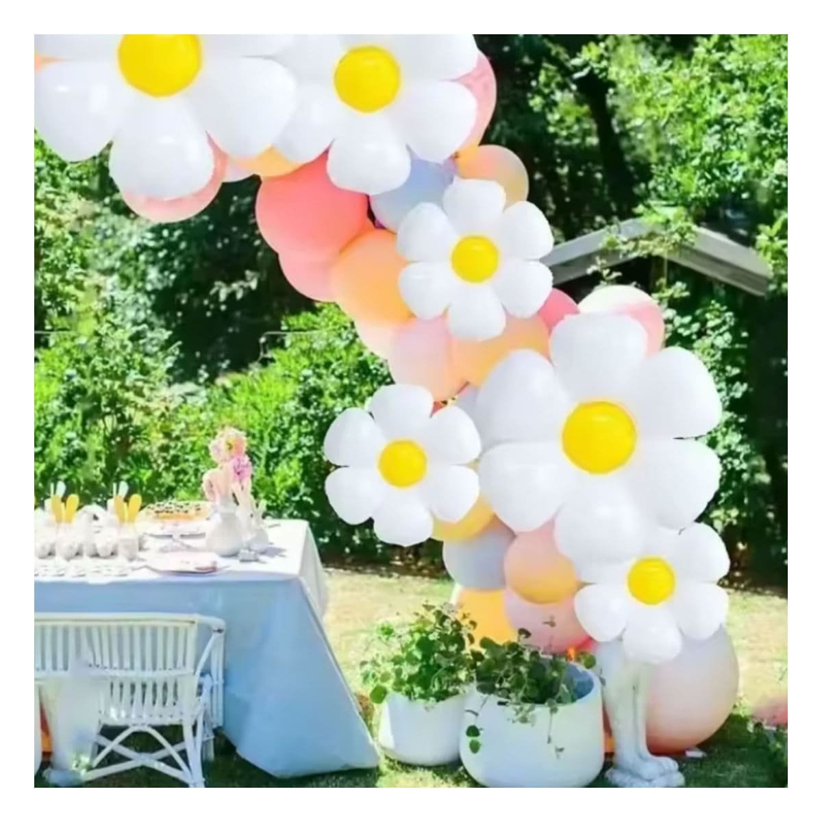 PACK6 LINEA FLOR 23CM SET 2 BLANCO CON CENTRO AMARILLO PARA FIESTA Y+PAPEL REGALO - 5