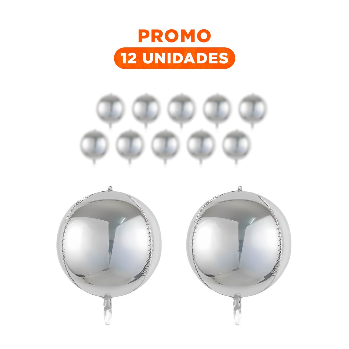 PACK12 COMPLEMENTO FESTIVO 4D 45CM SET 2 PLATEADO LISO DECORACION Y+REGALO STICKER - 1