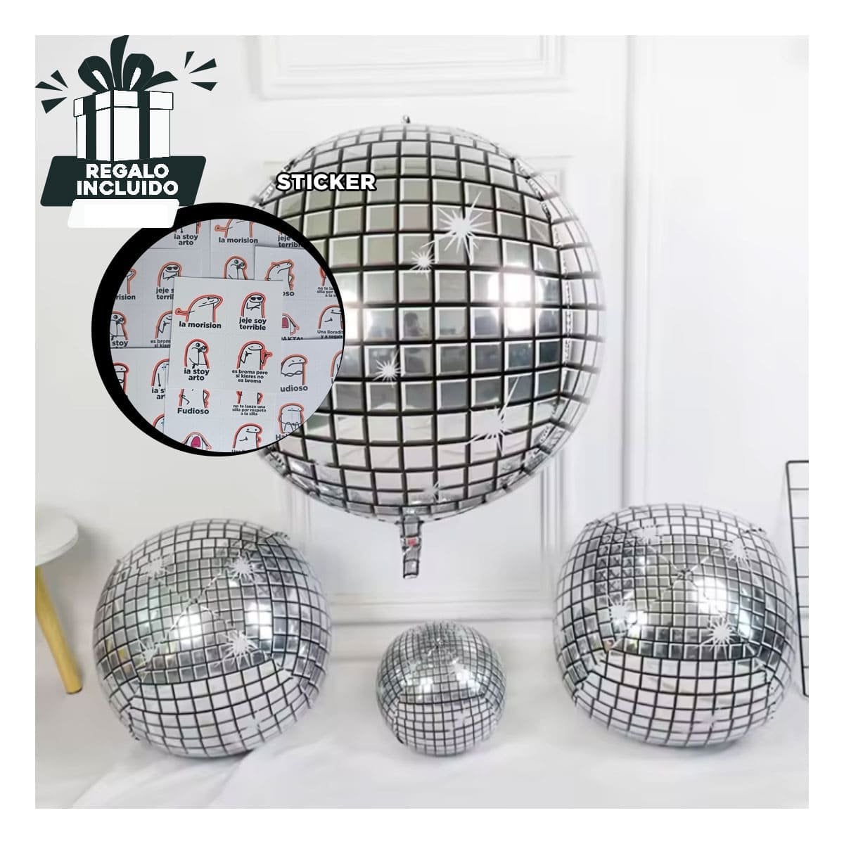 ORBE 4D PLATEADO 45CM DISCO CUADROS NEGROS SET 2 Y+REGALO STICKER - 1