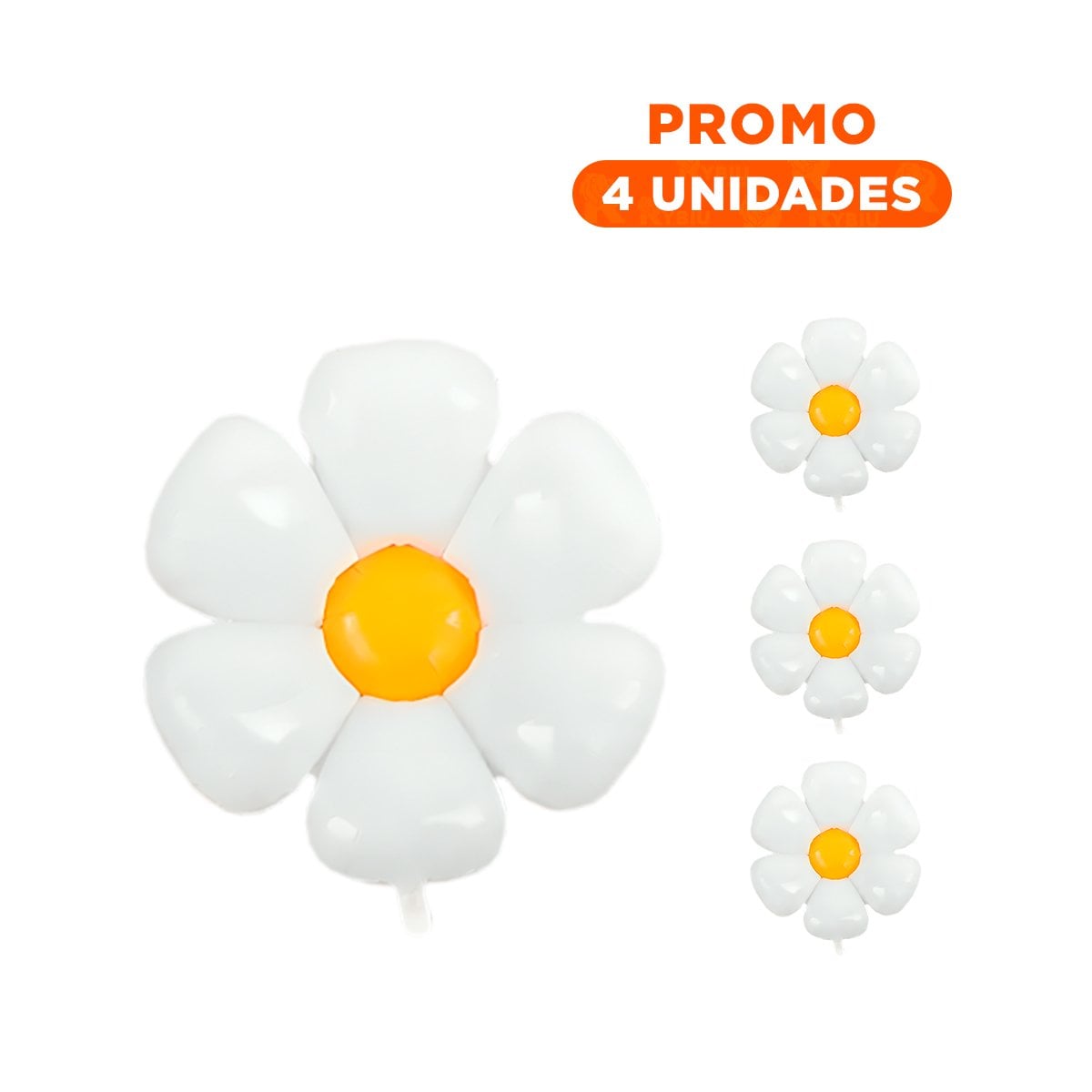 PACK4 FORMATO FLOR 23CM SET 2 BLANCO CON CENTRO AMARILLO PARA CASA Y+REGALO STICKER - 1