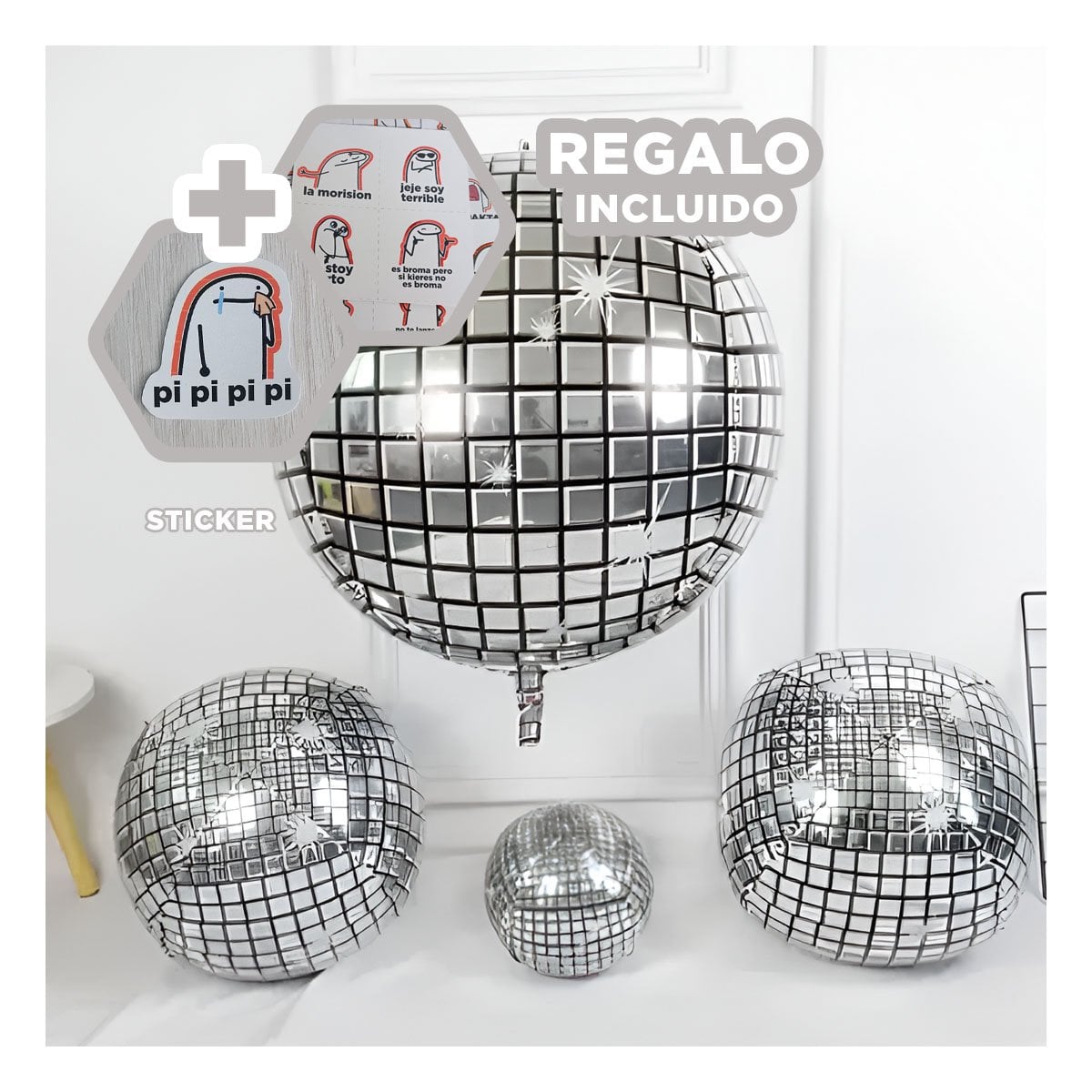 ORBE 4D PLATEADO 25CM DISCO CUADROS NEGROS SET 2 Y+REGALO STICKER - 1