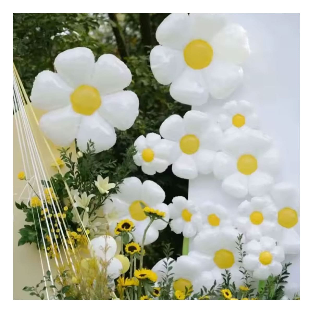 PACK12 ACCESORIO FESTIVO FLOR 23CM SET 2 BLANCO CON CENTRO AMARILLO CASA Y+PAPEL REGALO - 5