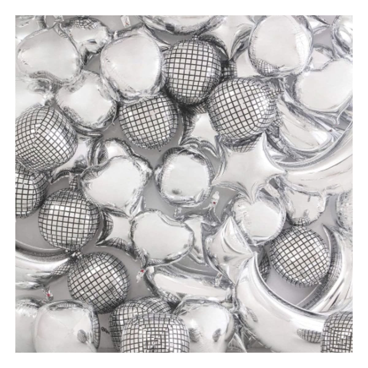 PACK12 BURBUJA BOLA DISCO 4D 45CM PLATEADO SET 2 CUADROS Y+REGALO STICKER - 3