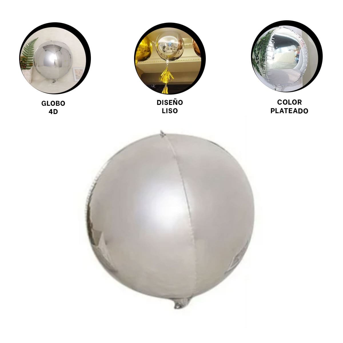 KIT 4D 25CM 2 PIEZAS PLATEADO LISO DECORACION EN CASA - 3